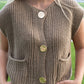 Victoria Button Up Sweater Vest - Coffee