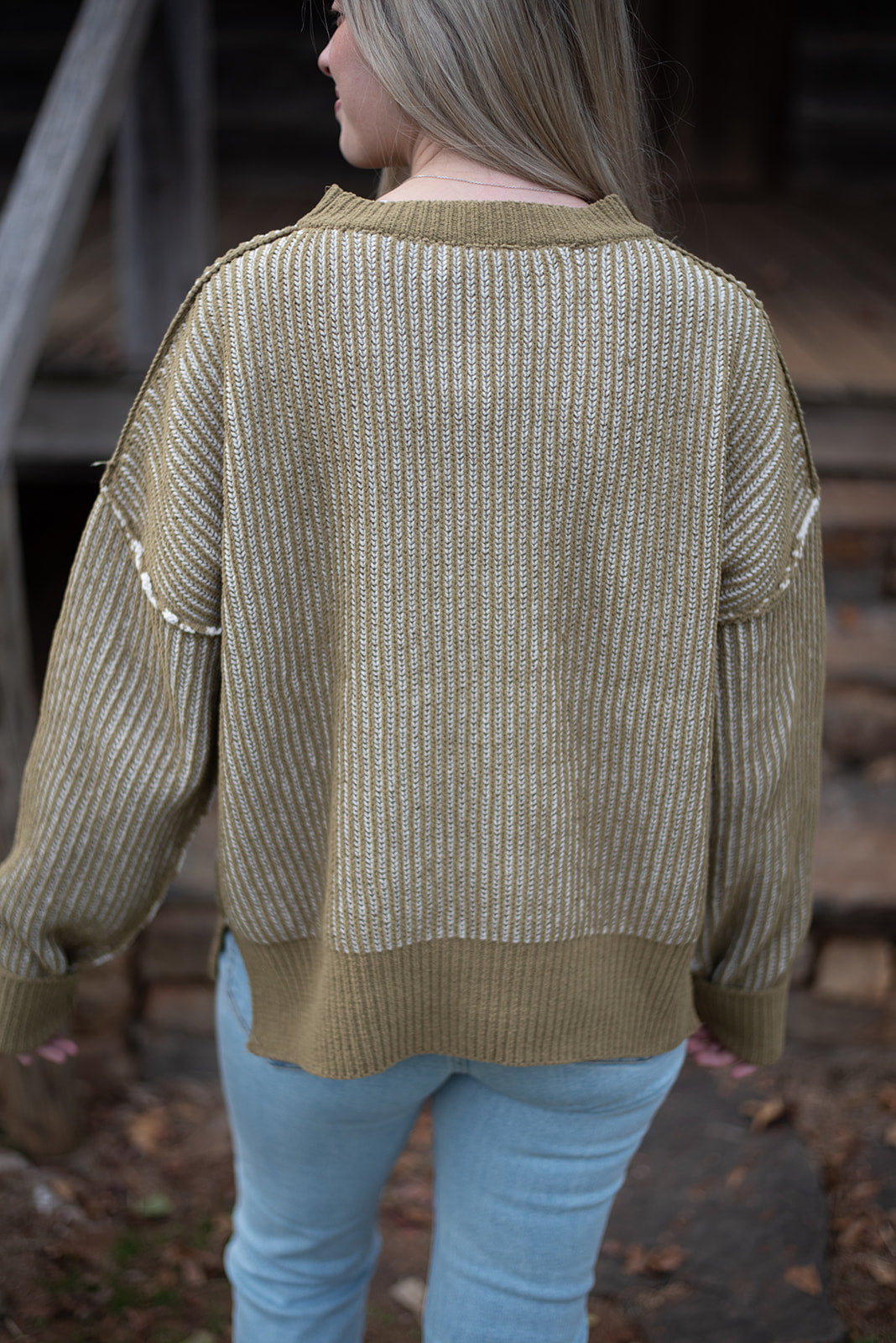 Oaklyn Striped Sweater - Olive