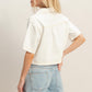 Demi Denim V-Neck Top - White