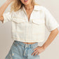 Demi Denim V-Neck Top - White