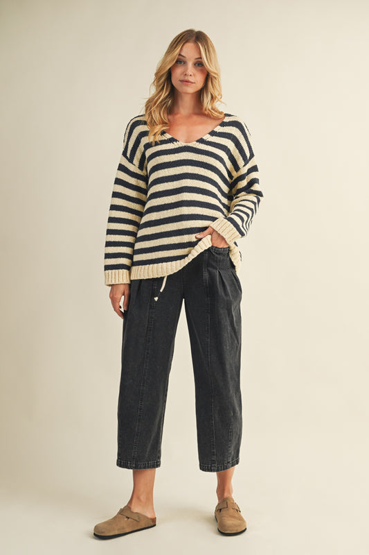 Lola Stripe Sweater - Navy/White