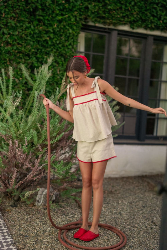 Emily Linen Tie Top