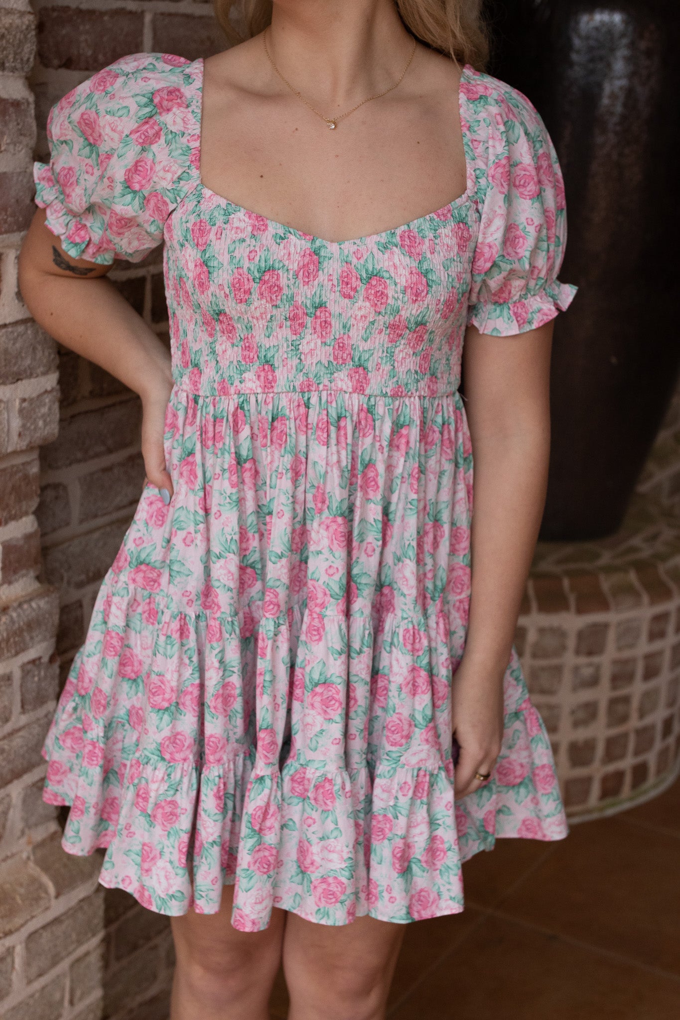 Ellis Floral Babydoll Dress