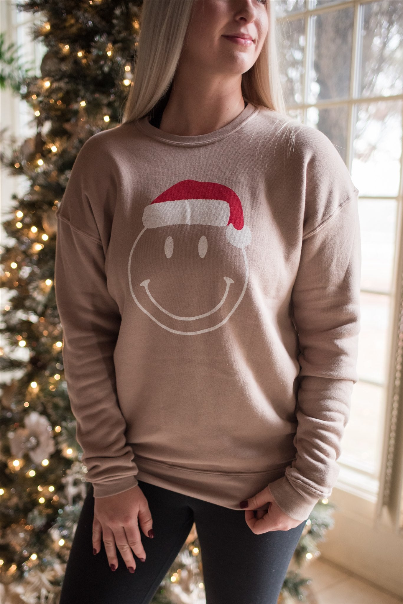 Smiley Santa Graphic Crewneck FINAL SALE