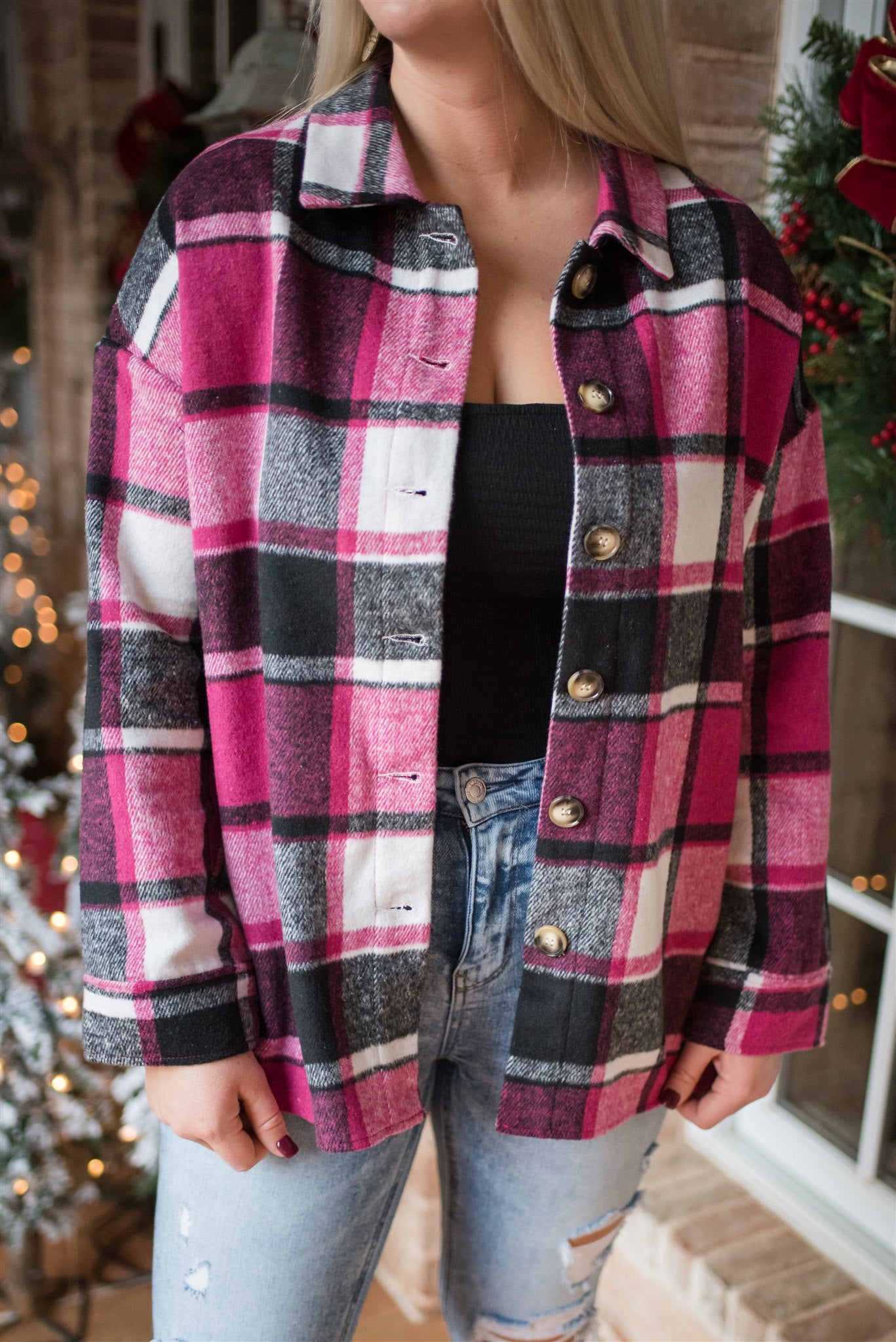 Begin Again Plaid Shacket FINAL SALE